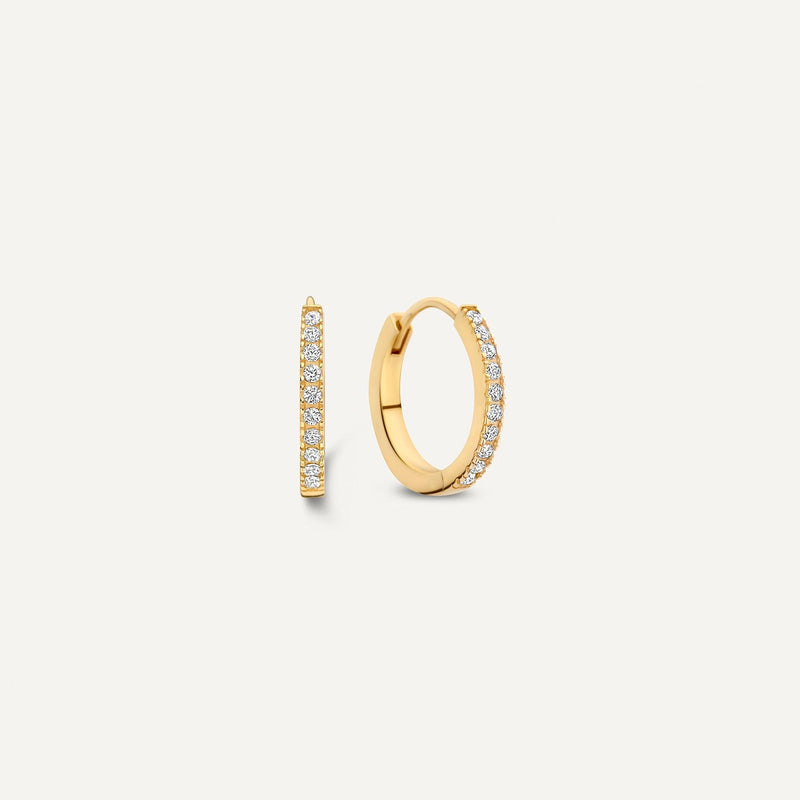 Pavé Cubic Zirconia Huggie Hoops (12mm)