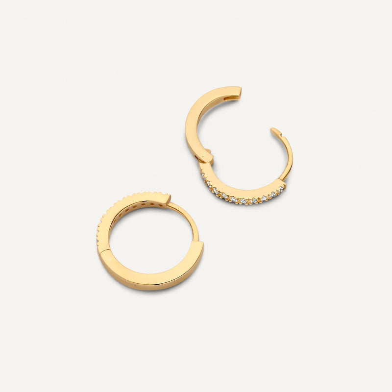 Pavé Cubic Zirconia Huggie Hoops (12mm)