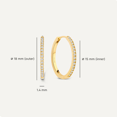 14 Karat Gold Pavé Cubic Zirconia Medium Hoops (18mm) - 7
