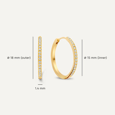 14 Karat Gold Pavé Cubic Zirconia Medium Hoops (18mm) - 6