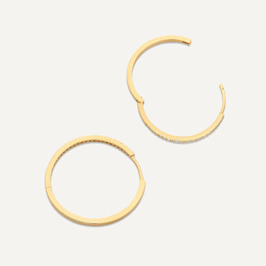14 Karaat Goud Pavé Zirkonia Grote Hoops Oorbellen Set - 6