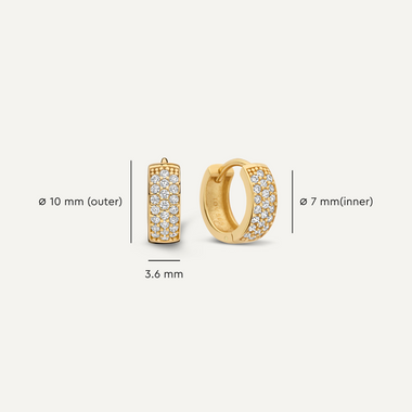 14 Karat Gold Pavé Zirconia Hoops Sphere Earrings Set - 4