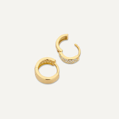 14 Karat Gold Pavé Zirconia Hoops Sphere Earrings Set - 8