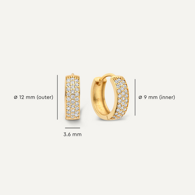 585er Gold Pavé Zirkonia Breite Huggie Hoops (12mm) - 7