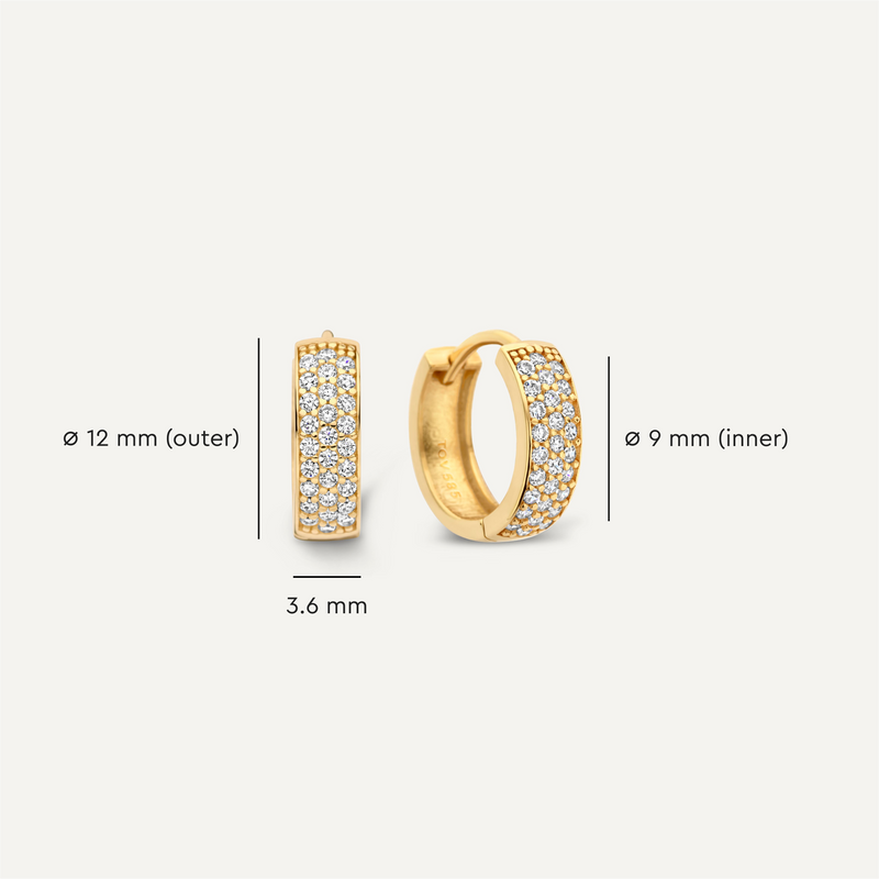 Créoles Huggie Zircon Pavé Epaisses (12mm)