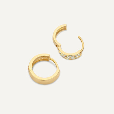 14 Karaat Goud Pavé Zirkonia Brede Huggie Hoops (12mm) - 5