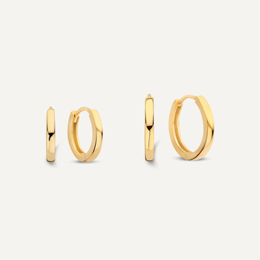 14 karat guld Essential Huggie-creoler stabelset (10 mm & 12 mm) - 1