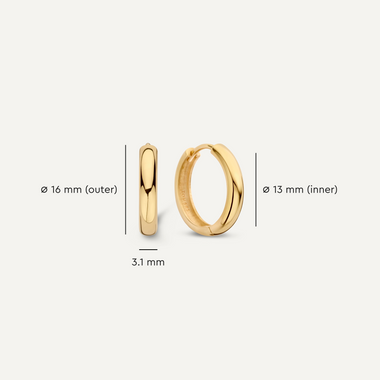 14 Karaat Goud Brede Kleine Hoops (16mm) - 7