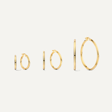 14 Karat Gold Tube Hoops Set - 1