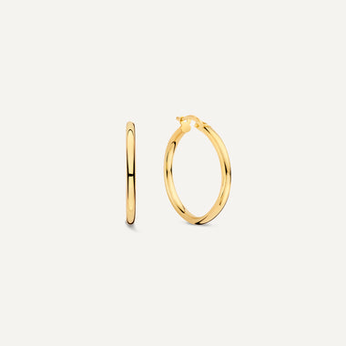 14 Karat Gold Tube Medium Hoops (24mm) - 1