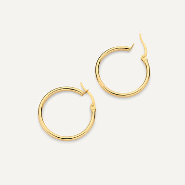 14 Karat Gold Tube Medium Hoops (24mm) - 4