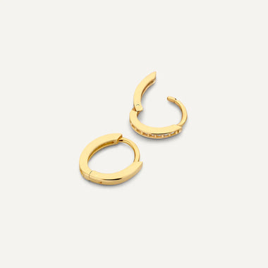 14 Karat Gold Pavé Cubic Zirconia Oval Hoops Set - 11