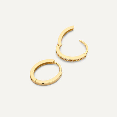 14 Karat Gold Pavé Cubic Zirconia Oval Hoops Set - 10