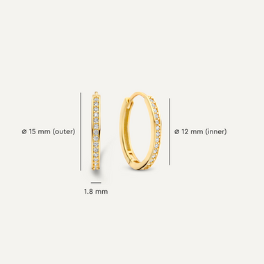 14 Karaat Goud Pavé Zirkonia Ovale Kleine Hoops (15mm) - 8