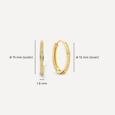 14 Karaat Goud Pavé Zirkonia Ovale Hoops Set - 4