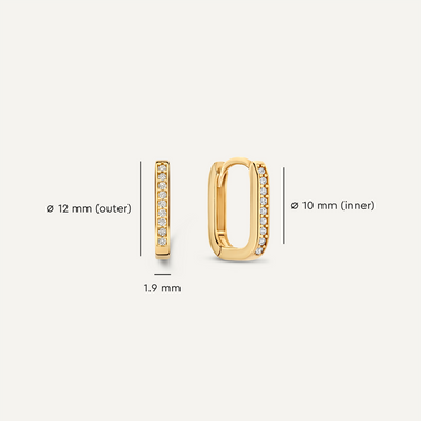 14 Karat Gold Pavé Cubic Zirconia Huggie U Hoops (12mm) - 6