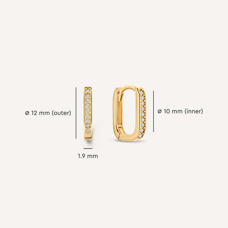 Pavé Cubic Zirconia Huggie U Hoops (12mm)