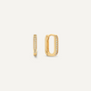 14 Karat Gold Pavé Cubic Zirconia Huggie U Hoops (12mm) - 1