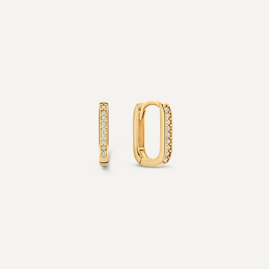 14 Karat Gold Pavé Cubic Zirconia Huggie U Hoops (12mm) - 1