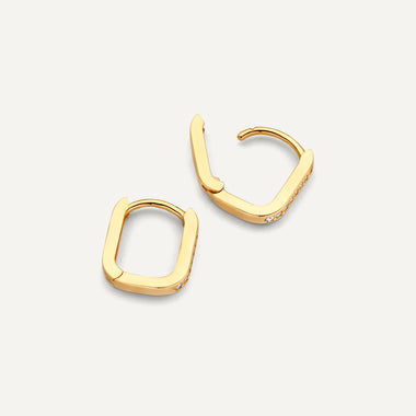 14 Karat Gold Pavé Cubic Zirconia Huggie U Hoops (12mm) - 5