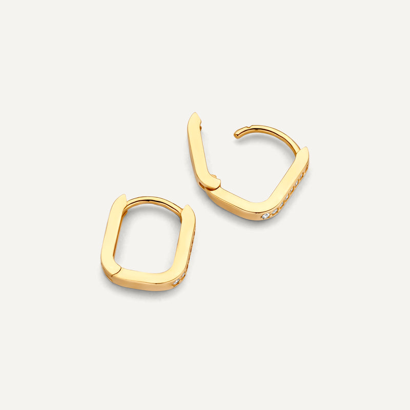 Pavé Cubic Zirconia Huggie U Hoops (12mm)