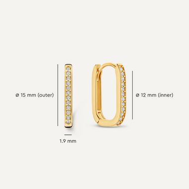 14 Karat Gold Pavé Cubic Zirconia Medium U Hoops (18mm) - 6