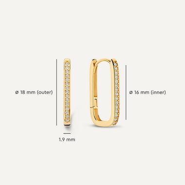 14 Karaat Goud Pavé Zirkonia Medium U Hoops (18mm) - 6