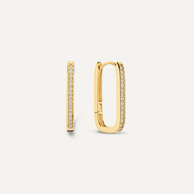 14 Karat Gold Pavé Cubic Zirconia Medium U Hoops (18mm) - 1