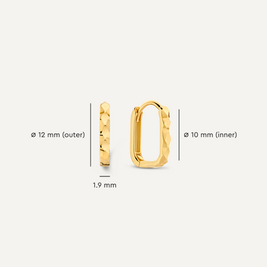 Or 14 Carats Créoles Martelées Huggie U (12 mm) - 6