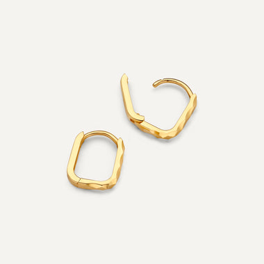 Or 14 Carats Créoles Martelées Huggie U (12 mm) - 5