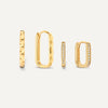 14 Karat Gold Hammered Zirconia U Hoops Layering Set - 1