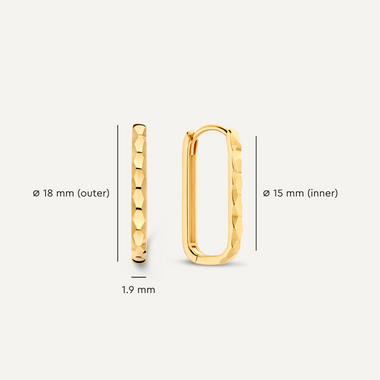 585er Gold Gehämmerte Huggie U Hoops (18mm) - 6