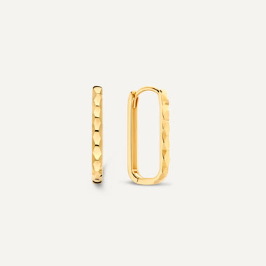 585er Gold Gehämmerte Huggie U Hoops (18mm) - 1