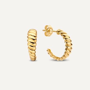 585er Gold Croissant Dome Hoops - 1