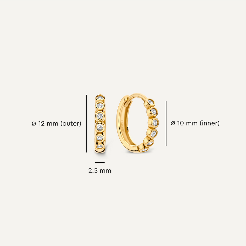 Bezel Set Cubic Zirconia Huggie Hoops (12mm)