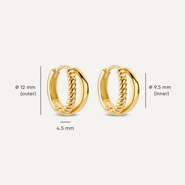 14 Karat Gold Twisted Double Huggie Hoops (12mm) - 6