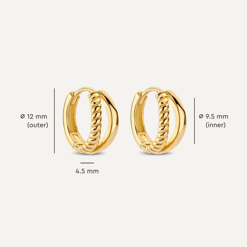 Twisted Double Huggie Hoops (12mm)