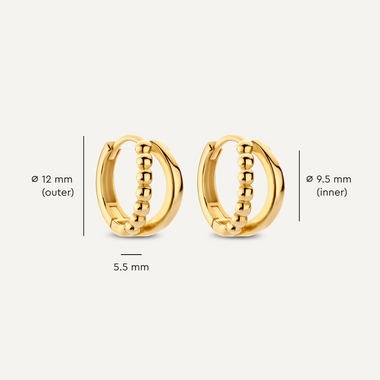 14 Karat Gold Beaded Double Huggie Hoops (12mm) - 6