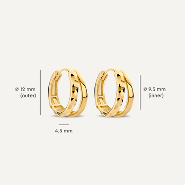 14 Karat Gold Hammered Double Huggie Hoops (12mm) - 6