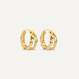 Hammered Double Huggie Hoops (12mm)