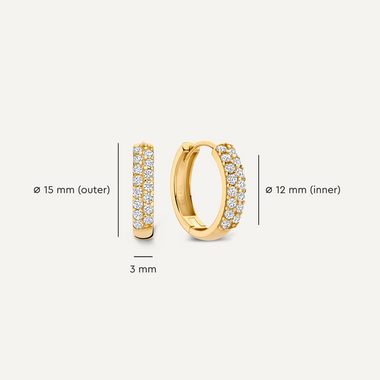 Or 14 Carats Créoles Etincelantes Zircon Pavé (15 mm) - 6