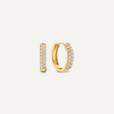 Or 14 Carats Créoles Etincelantes Zircon Pavé (15 mm) - 1