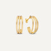 585er Gold Triple Tube Hoop Earrings - 1