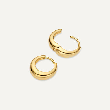 14 Karat Gold Bold Dome Small Hoops (14mm) - 4