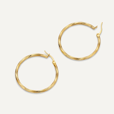 Or 14 Carats Spiral Tube Oversized Hoops (40 mm) - 5