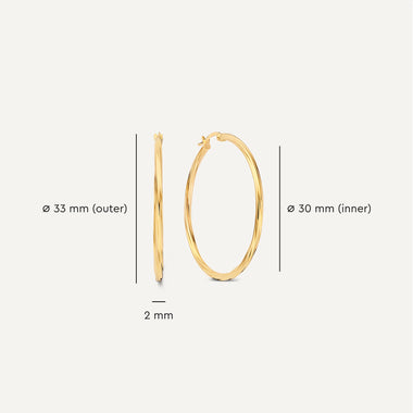 14 Karat Gold Spiral Tube Extra Large Hoops (33 mm) - 5