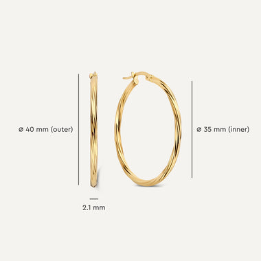 14 Karat Gold Spiral Tube Oversized Hoops (40 mm) - 6
