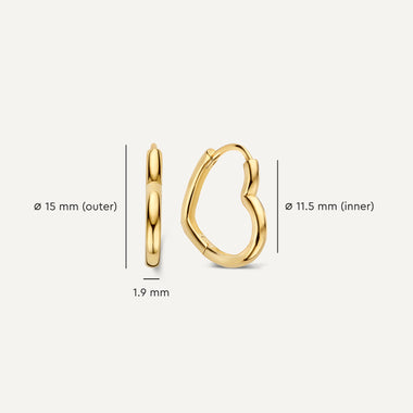 14 Karat Gold Heart Hoops (15 mm) - 6