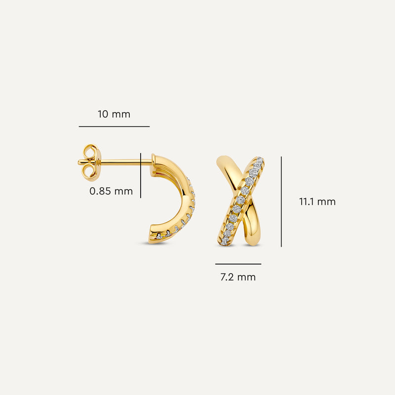 Cubic Zirconia Crossover Huggie Hoops (11 mm)