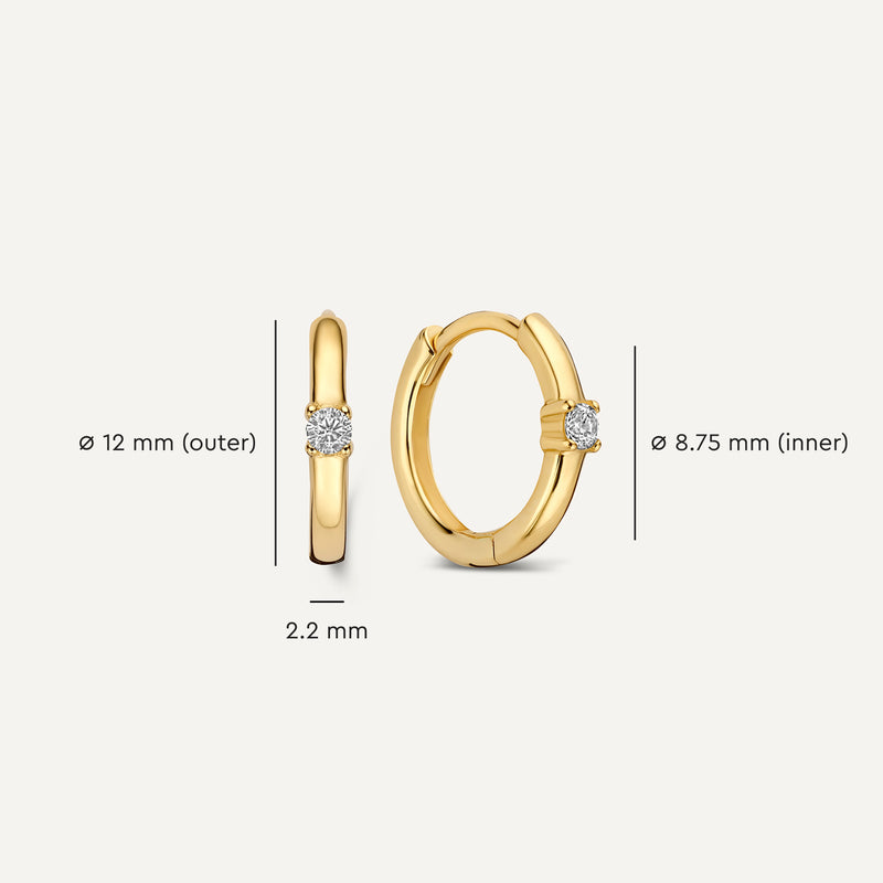 Cubic Zirconia Four Prong Huggie Hoops (12 mm)